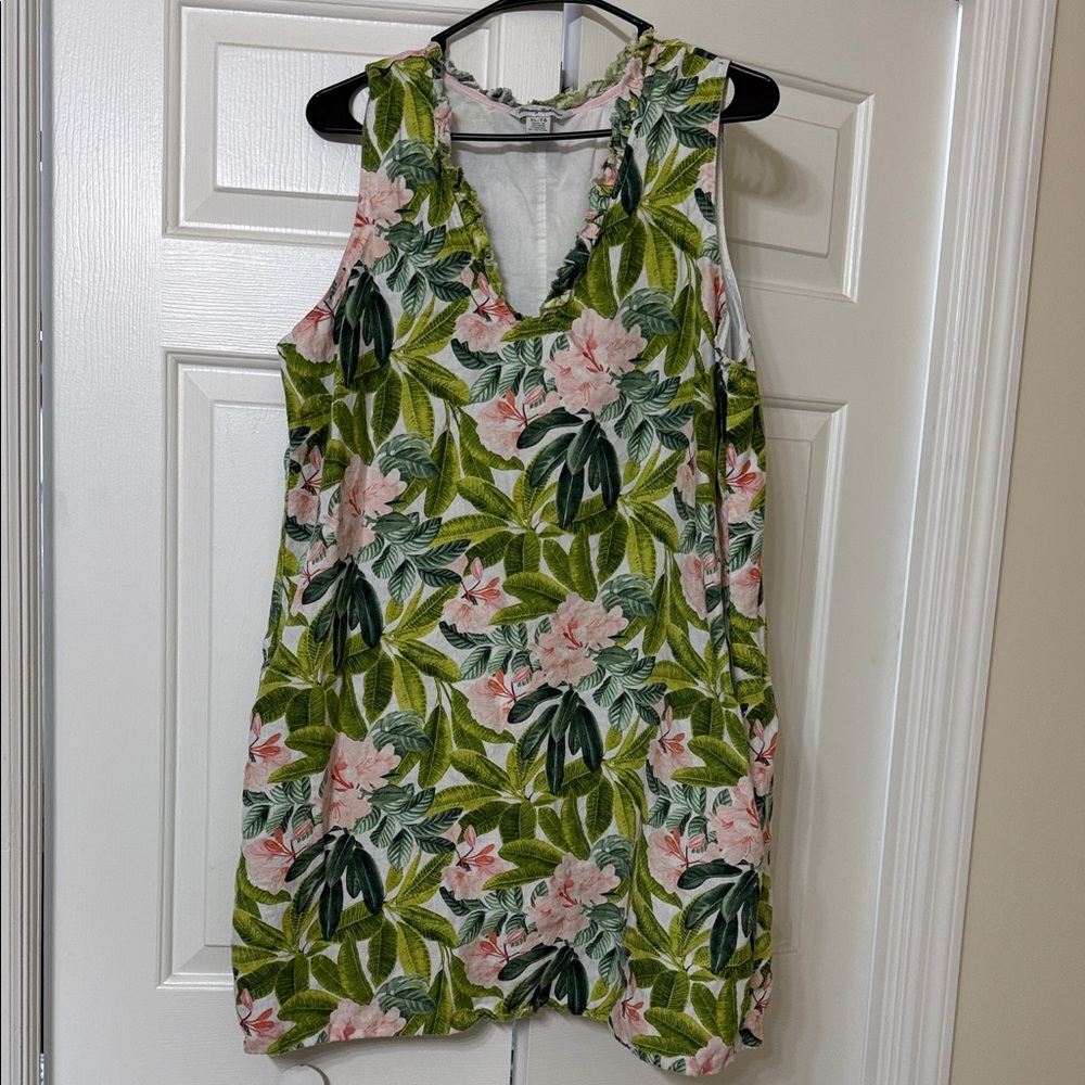 Floral Green and Pink Women's Swim Cover-Up